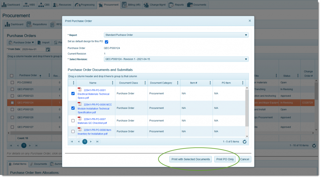 Package Print purchase orders